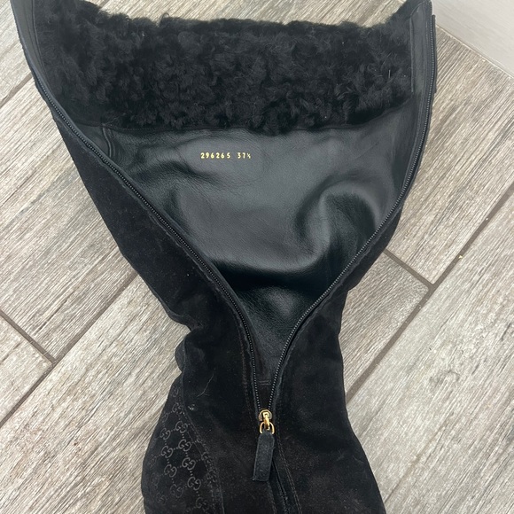 Gucci Courtney gf black knee high shearling boots - Picture 4 of 8